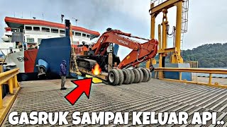 KELUAR API‼️TRUCK BERAT SAAT NAIK KAPAL DI PELABUHAN MERAK