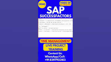 SAP SuccessFactors Time Management Training Online Class 59 9th Sept 2025 #sapsuccessfactorstraining