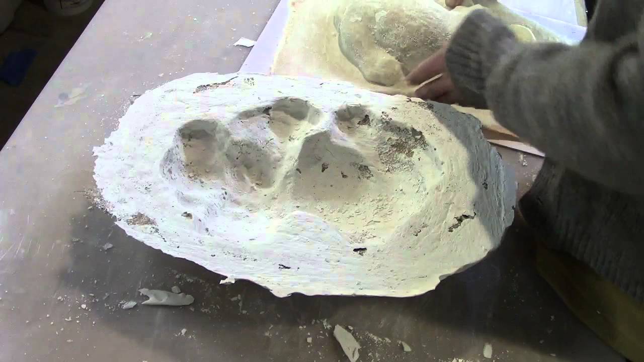 First Strip of a Plaster Backup Mold Over Latex Concrete Statuary Mold