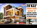 Home Design 3D | 28x32 House Plans | 3bhk House Design | Walk through | Complete Details.