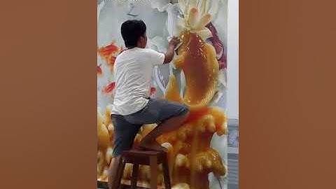 Tranh 3D giả ngọc cửu ngư quần hội.
