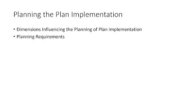 Video 14   Management of Plan Implementation