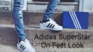 adidas superstar on feet men