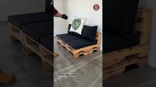 DIY Pallet Sectional Sofa &amp; Room Makeover #craftvibeehm #homedesign #diy #interiordesign