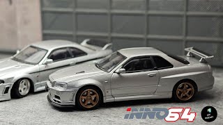 Nissan Skyline GT-R R34 V-Spec II Silver by Inno64 | UNBOXING and REVIEW