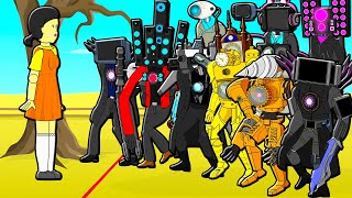 Squid Game Vs Titans Skibidi Toilets Clockman Drillmam Cameraman Speakerman Tv Man Cartoon Animation