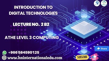 Introduction to Digital Technologies Lecture No. 02 B2 ATHE Level 3 Computing
