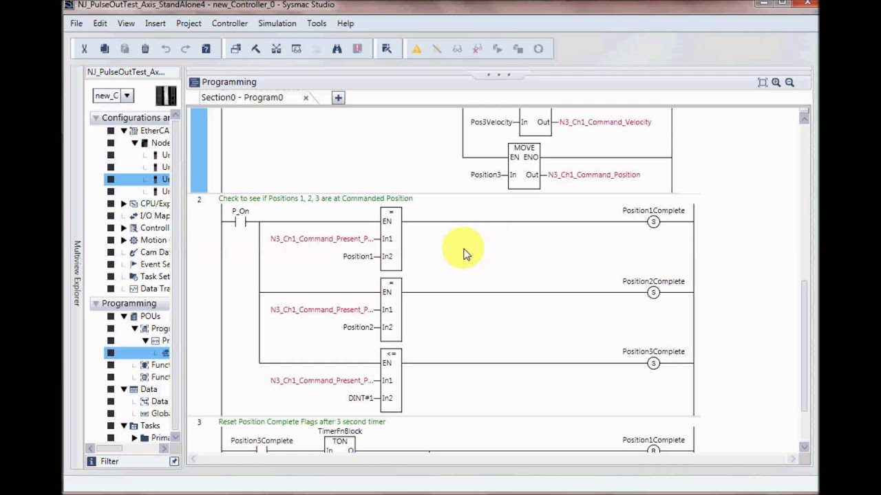 supervisorio NX I/O Pulse Out Program Example w/o Servo Axis