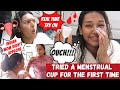 *OUCH* I tried a MENSTRUAL CUP for the FIRST TIME!! Didn't expect this! Mom's reaction 😂 #HustleWSar