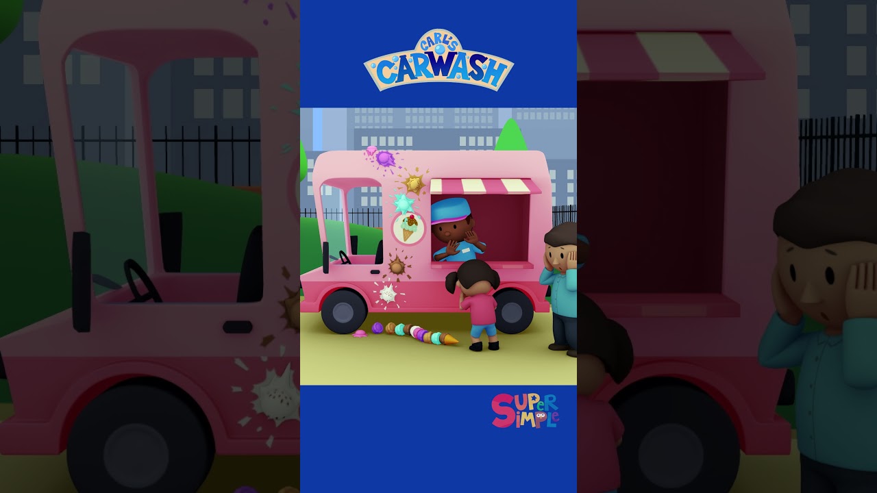 Ice cream splat! Good thing Carl's Car Wash is nearby. #shorts #carlscarwash #kidsvideo