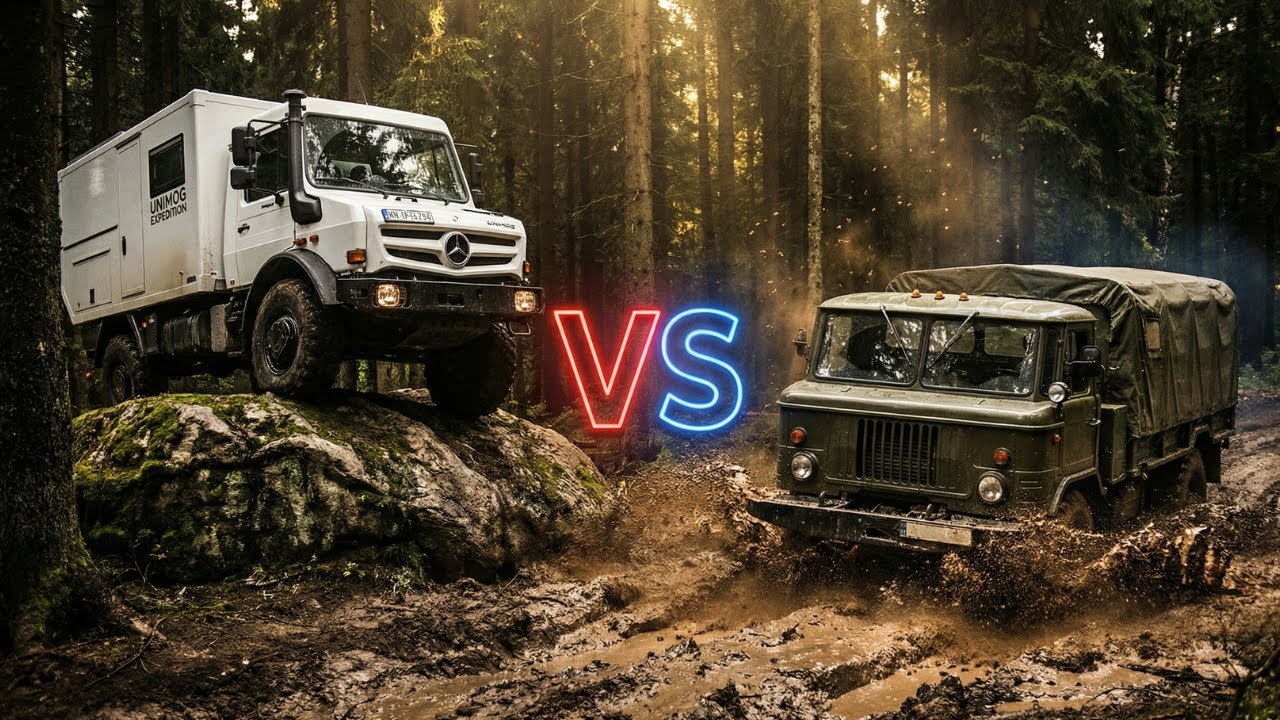 გერმანული ინჟინერია საბჭოთა რკინის წინააღმდეგ! 🇩🇪 Unimog vs GAZ 66 🇷🇺   რომელია უძლეველი