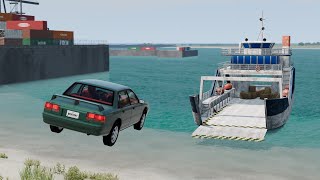 Short chase with epic jump to ship from different angles in BeamNG.Drive