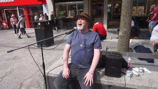 Johnny Larsen sings Against All Odds by Phil Collins in Church Street Liverpool