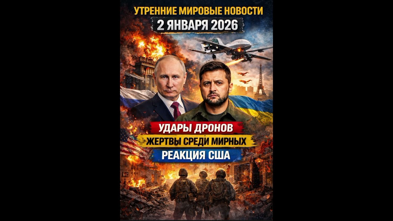 Утренние мировые новости | 2 января 2026 | Россия–Украина, удары дронов и реакция США
