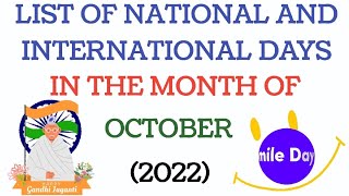 October Days List 2022, List Of National International Days, Days Dates, List Of October 2022