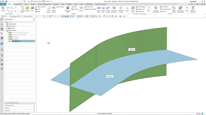 NX 11 Face Blending Edit Trim and Attach