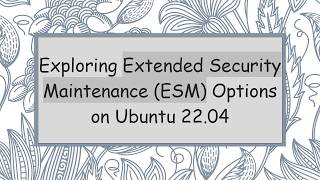 Exploring Extended Security Maintenance (ESM) Options on Ubuntu 22.04