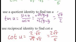 Pre-Calculus 5.1: Using Fundamental Identities part 1 Net Worth