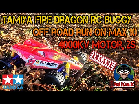 Tamiya Fire Dragon RC Buggy Off road run on Max 10, 4000KV motor