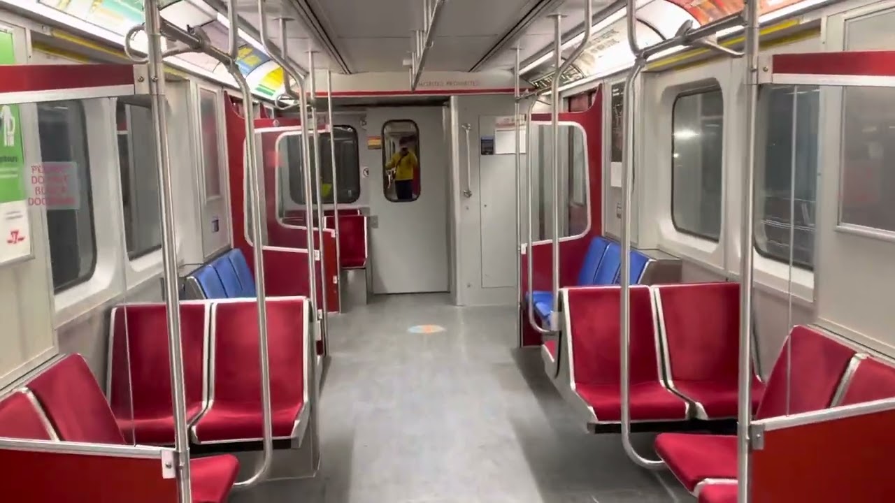 TTC Bombardier T1 Subway Train Ride on line 2 from Warden Stn to Victoria Park Stn 11/27/2022