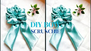 hair rubber band making at home, fabric rubber band, easy diy bow scrunchie tutorial#hairrubberband