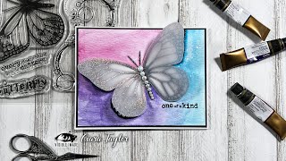 Vibrant Holographic Watercolour One Of A Kind Butterfly A2 Card