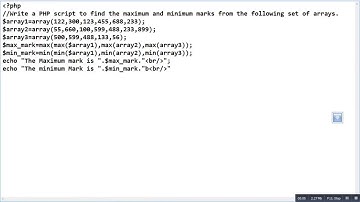 PHP script to find the maximum and minimum number
