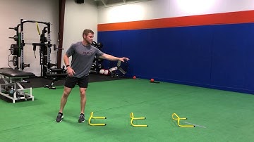 Lateral Low Hurdle Jump Mini Bounce w/Stick