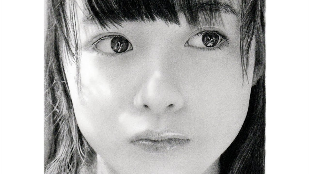 鉛筆画 橋本環奈 完成までの一部始終 動画 早送り Pencil Drawing Kanna Hashimoto Portrait How To Draw Youtube