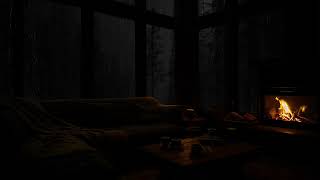 Rain and Fireplace Ambience on a Rainy Night for Tranquility 🔥 Insomnia Repose
