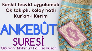 Ankebût Suresi | Renkli tecvid takipli, kolay okunuşlu | ᴴᴰ | Koran Quran | Mahmud Halil el Husari