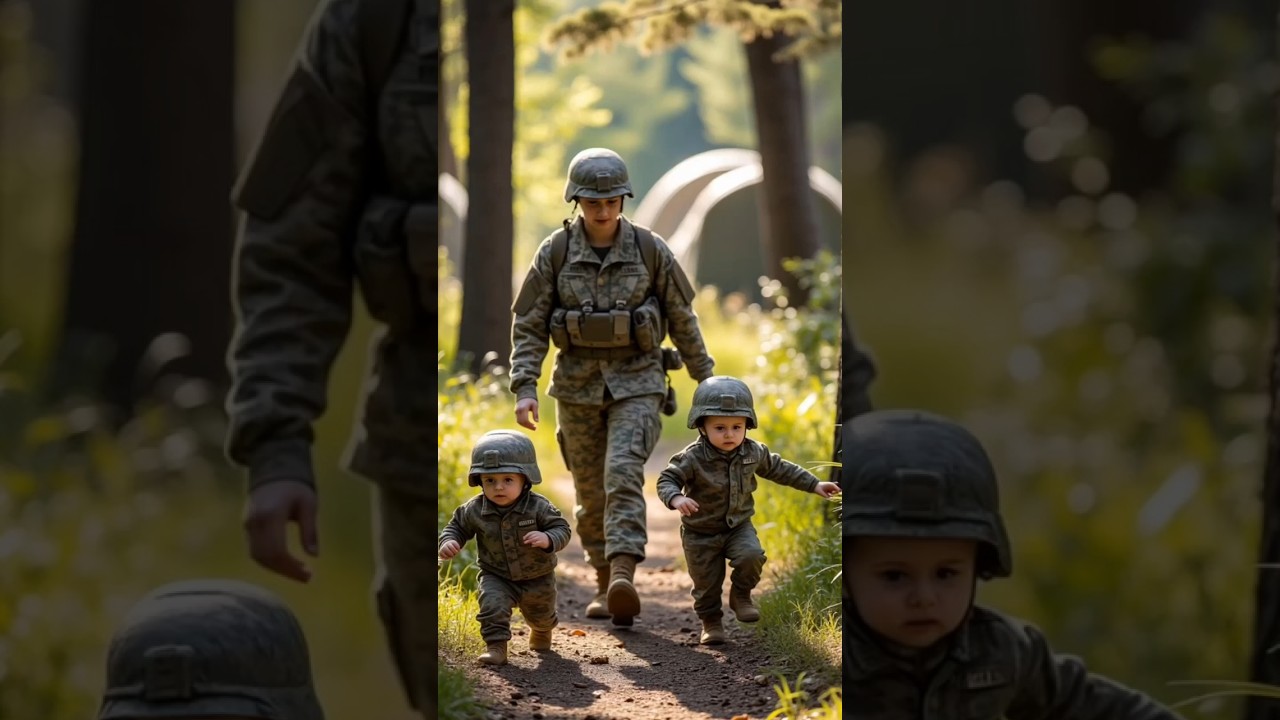 Female Soldier & her Baby in forest area  