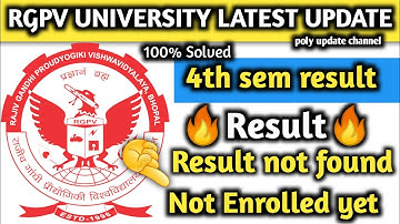 🔴 Rgpv - Enrollment number not found - rgpv exam result 4 srmester | rgpv update | #resultnotfound