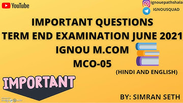 IMPORTANT QUESTIONS MCO-05 || JUNE 2021 || IGNOU || M.COM (MUST WATCH) ✔👍✌  @IGNOU epathshala ​