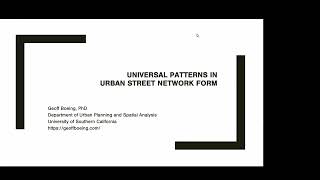 GeoSPA talk: Universal Spatial Patterns in Urban Form