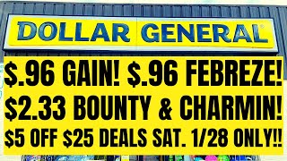 🔥$.96 GAIN!! $2.33 BOUNTY!! | DOLLAR GENERAL ALL DIGITAL $5 OFF $25 DEALS!! | 1/28 ONLY!!