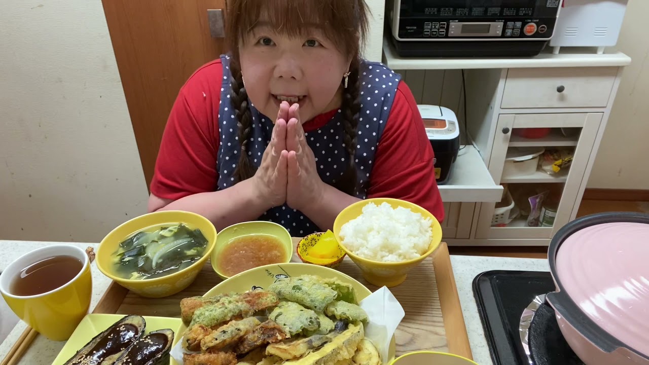【太っちょプルル】晩御飯に天ぷら定食を作って食べる❣️😋💕