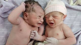 Gorgeous Twin babies Boy and Girl just after birth are too cutest #twins