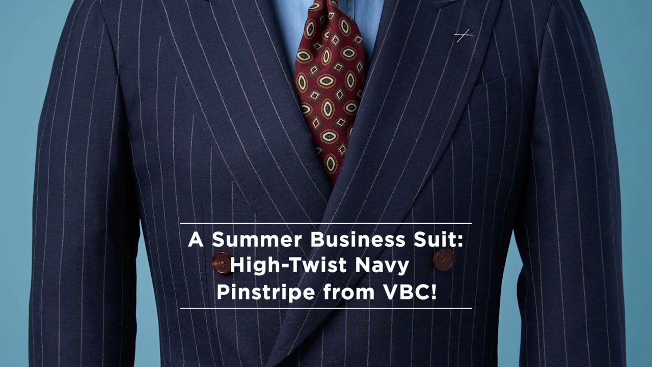 Navy Pinstripe High Twist - Double Breast Suit ( Spier & Mackay)