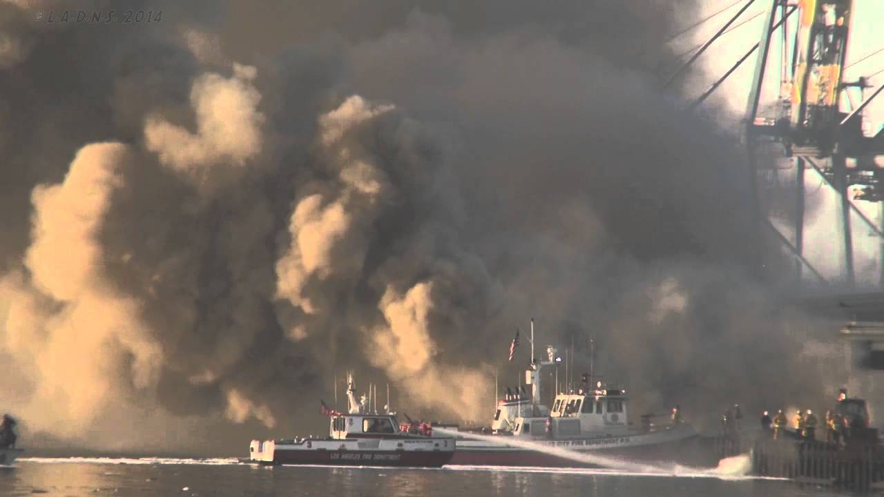 LAFD Wharf Fire San Pedro Fire Boats In Action Part 3 Of 3