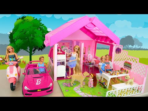 Maison de poupée pliable toit rose / Voiture télécommandée convertible Barbie