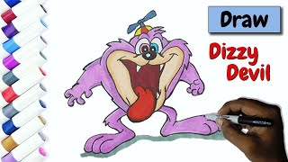 Drawing Dizzy Devil How To Draw Dizzy Devil From Tiny Toon Adventures