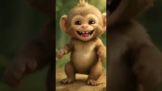 Happy Cartoon Monkey on the Ground | Cute Jungle Fun #MonkeyShorts #KidsCartoon #JungleJoy