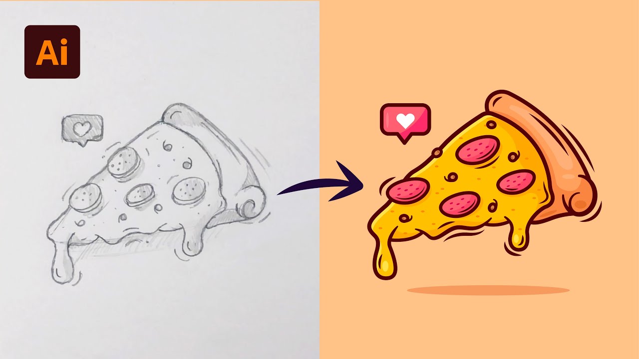 นามบัตร vector  New Update  Adobe Illustrator Tutorial: Create a Vector Pizza from Sketch (HD)