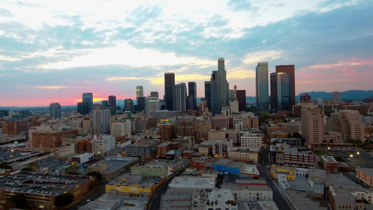 DTLA Sunset East Aerial Timelapse YouTube