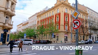Prague 4K Walk – Spring Vinohrady Architecture & City Sounds