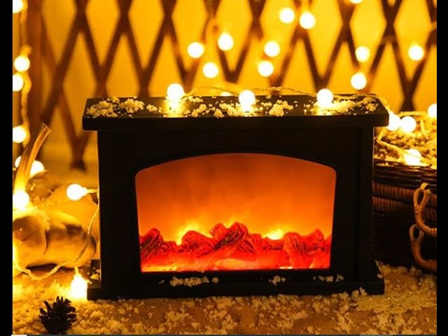 Fireplace Lantern With Realistic Log Wood Burning Flame