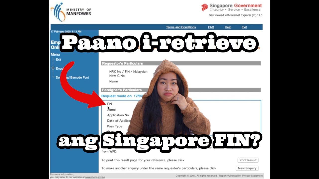 How To Get Your Singapore FIN Online YouTube