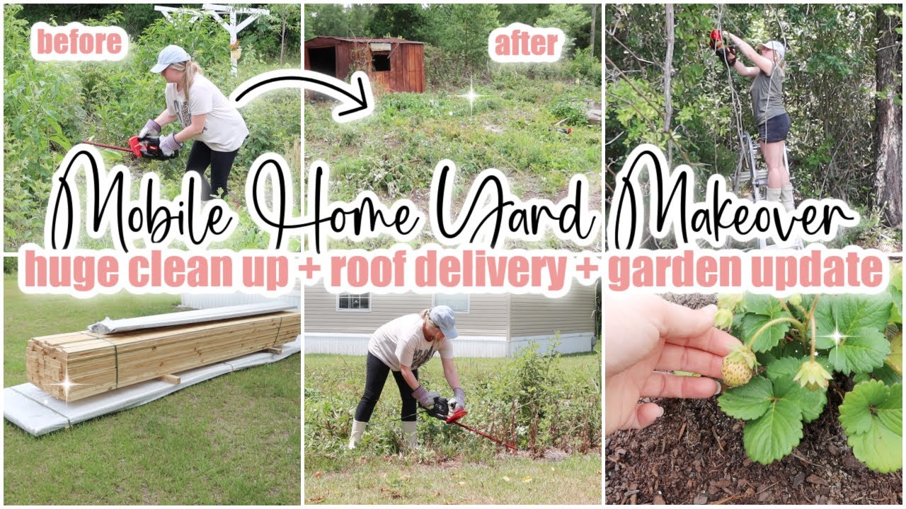 ☀️MOBILE HOME OUTDOOR REFRESH // yard clean up + transformation