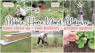 ☀MOBILE HOME OUTDOOR REFRESH // yard clean up + transformation